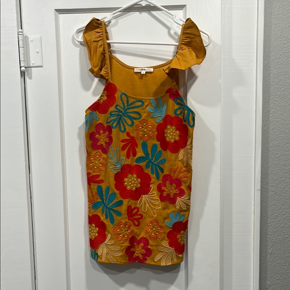 ANDREE BY UNIT Gold Red Sleeveless Halter Top Casual
